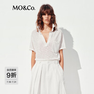 MO&Co.【秦嵐同款】針織衫2025夏新品桑蠶絲亞麻混紡輕薄上衣MBE2SWT001 本白色 S /160