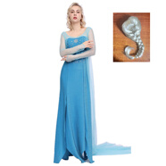 煊陌愛(ài)莎公主衣服 冰雪奇緣成人愛(ài)莎公主裙長(cháng)款拖地迪士尼艾莎公主女 連衣裙+假發(fā) 175 L