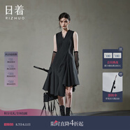 日著RIZHUO【商場同款】A字裙連衣裙2024夏季新女不規(guī)則收腰夏裙 尋黑 S