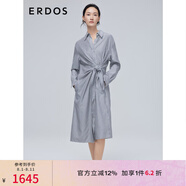ERDOS 春夏通勤桑蠶絲立體剪裁綁帶條紋女真絲連衣裙 藍(lán)白條紋 M 160/84A