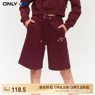 ONLYNBA聯(lián)名抽繩高腰直筒短褲休閑褲女|1241SQ001 E15 微醺酒紅色 160/64A/S