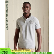 superdry極度干燥男士夏季立領(lǐng)短袖T恤透氣舒適合體 LIGHT GREY L