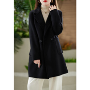 阿瑪施（AMASS）哥弟適用雙面羊絨大衣女小個(gè)子2025新款秋冬季赫本風(fēng)中長(cháng) 黑色 M110-120斤 均碼