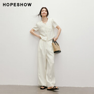 紅袖（hopeshow）女士寬松闊腿休閑褲  90125141203 米白色 M