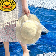 G.DUCKKIDS女童連衣裙夏季吊帶裙假兩件中大童波西米亞碎花裙女孩度假沙灘裙 花邊草帽 120 cm 身高110-120cm年齡6-7歲