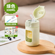 天喜吸管玻璃杯女高顏值水杯2025新款防摔可愛(ài)小巧便攜孕婦杯子 綠色+貼紙+杯刷吸管刷 330ml