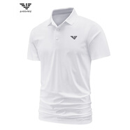 EMPORIO ARMANI EA7阿瑪尼男裝夏短袖t恤男商務(wù)休閑刺繡翻領(lǐng)polo汗衫順滑冰·絲上衣 白色 M 體重90-110斤
