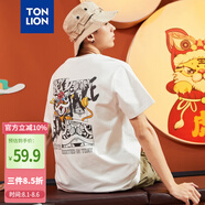 唐獅（TonLion）2025男后背印花圓領(lǐng)短袖T恤 本白 2XL