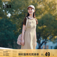 森馬連衣裙女收腰插肩袖夏季字母印花收腰針織短裙101324114040