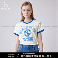 哈吉斯（HAZZYS）印花短袖T恤女士夏季時(shí)尚運(yùn)動圓領(lǐng)白色體恤衫上衣 白色 XS 155/80A 36