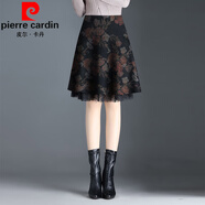 皮爾卡丹氣質(zhì)優(yōu)雅印花半身裙春秋冬新品a字碎花短裙女百搭傘裙媽媽小個子 紅花(冬款) 3XL 腰圍2尺4
