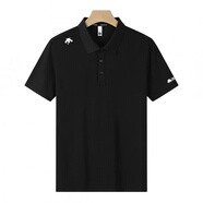 2025夏季新款T恤POLO短袖刺繡男士運動商務上衣翻領速干透氣休 黑色 3XL 建議165--185斤