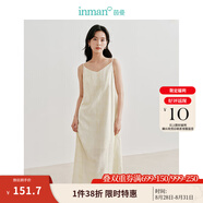 茵曼（INMAN）章若楠同款歐若風(fēng)天絲女裝長袖襯衫套裝2025夏季新款藍(lán)襯衣 淺杏色連衣裙-18424119 L