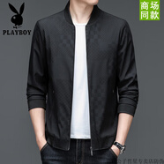 花花公子（PLAYBOY）中年爸爸秋裝外套薄款40-50歲男士休閑春秋季夾克衫中老年人上衣 黑色 NJ A2249款 【贈(zèng)送棉襪】- M 170-