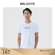 Brloote/巴魯特短袖T恤男棉時(shí)尚休閑上衣夏季圓領(lǐng)印花體恤衫 白色 185/104A