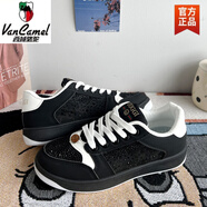 西域駱駝休閑板鞋美式高街黑色鞋子男鞋冬季休閑百搭臟臟鞋情侶運動(dòng)鞋女 黑色 44