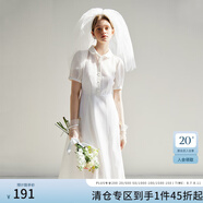 范思藍恩法式減齡初戀小白裙女夏2024新款領(lǐng)證連衣裙子24FS12056 白色 XS