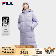 FILA 斐護科技|斐樂女裝長款羽絨服冬季休閑簡約連帽保暖羽絨外套 薰衣草淺紫-PU 170/88A/L