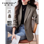 法貝莎品牌高級感復古格子西裝外套女2025春秋新款職業(yè)氣質(zhì)休閑小西服女 咖啡色 S 80-90斤