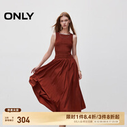 ONLY春夏時(shí)尚優(yōu)雅圓領(lǐng)中長(zhǎng)裙無袖收腰連衣裙女|124307068 F13 紅杉樹色 S (160) 80A