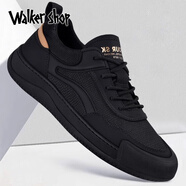 Walker Shop品牌休閑鞋男夏季新款網(wǎng)面透氣運動休閑鞋男士鏤空薄款軟底鞋子男 F837-01A黑金 40