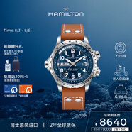 漢米爾頓（Hamilton）漢密爾頓瑞士機(jī)械手表男 卡其航空超越風(fēng)速雙歷藍(lán)色大表盤男表