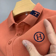 以純YISHION2024夏秋季新款刺繡短袖t恤男有領(lǐng)polo夏秋季翻 Z6303磚紅色 M