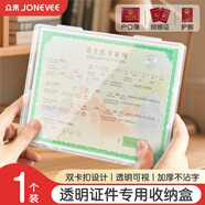 眾未（JONEVEE）出生證明保護盒大號疫苗本保護套戶(hù)口本證件收納盒透明通用A5文件收納盒1個(gè)裝3160