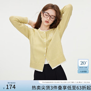 范思藍(lán)恩撞色拼接針織開衫女秋2024新款蝴蝶結(jié)刺繡減齡上衣13122 香草黃 M