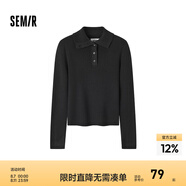 森馬毛衣女短款高領(lǐng)正肩緊身套頭衫休閑風(fēng)冬季顯瘦打底衫簡(jiǎn)約氣質(zhì) 黑色90001 160/84A/M