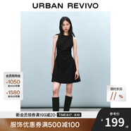UR2025春季新款女摩登氣質(zhì)褶皺收腰顯瘦無(wú)袖連衣裙UYY750030 黑色 M