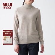 無(wú)印良品 MUJI 女式  天竺 高領(lǐng)毛衣 女款黑色長(cháng)袖針織衫秋冬毛衫BAG05A0A 燕麥色 XL
