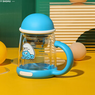 杯具熊（BEDDYBEAR）雙層防燙玻璃杯耐高溫過(guò)濾花茶杯子帶手柄老師辦公創(chuàng  )意水杯匠心制 手柄雙層玻璃杯系列-藍精靈(320m