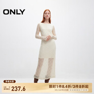 ONLY2025春季新款甜美優(yōu)雅鉤花蕾絲長(zhǎng)袖長(zhǎng)裙連衣裙女|125161006 A43 奶油白色 XS