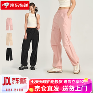 完型（WEAR X）【所有女生的衣櫥直播間】完型褶皺抽繩工裝長褲女夏季運動休閑褲 黑色 M _80-100斤