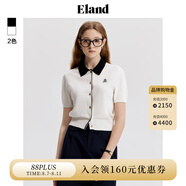 ELAND衣戀撞色翻領(lǐng)短袖針織衫純棉半開(kāi)襟polo衫毛衣 象牙白/白色(39)Ivory M 165