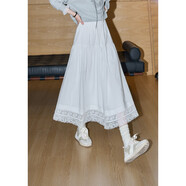 庫恩瑪維（KUHNMARVIN）法式蕾絲花邊半身裙女2025年秋新款今年流行白月光A字裙K36699 白色 S
