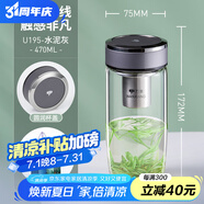 萬(wàn)象（WANXIANG）單層加厚玻璃杯女生可愛(ài)型花茶水杯小巧便攜水杯家用過(guò)濾泡茶杯子 U195-水泥灰