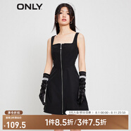 ONLY時尚百搭短款A字吊帶雪紡連衣裙女|123207028 E39黑豆 M 165/84A