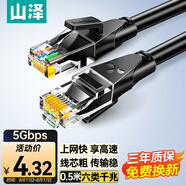 山澤 六類(lèi)網(wǎng)線(xiàn) 0.5米千兆高速網(wǎng)絡(luò )寬帶線(xiàn) 6類(lèi)家用電腦路由器2.5g監控線(xiàn) CAT6八芯成品跳線(xiàn)黑色 WD6005