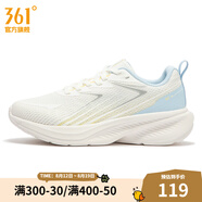 361度女運(yùn)動(dòng)鞋新款網(wǎng)面透氣減震跑步鞋 羽毛白/冰河藍(lán) 35