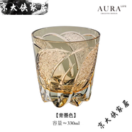 古莎AURA'S收藏款江戶切子月虹洛克杯玻璃杯K9水晶杯威士忌酒杯禮盒裝 月虹切子高檔皮質(zhì)禮盒裝