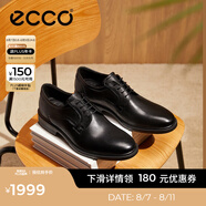 愛步（ECCO）皮鞋男 牛皮商務(wù)正裝鞋男士婚鞋男鞋亮面皮鞋德比鞋男 里斯622104 黑色62210401001 42