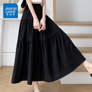 真維斯蛋糕裙女夏季2025新款高腰中長(cháng)款A字半身裙寬松韓版休閑蓬蓬裙女 黑色  常規款 S