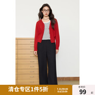 獨(dú)束【雙旦系列】大碼女裝胖mm紅色上衣時(shí)尚洋氣V領(lǐng)長(zhǎng)袖毛針織衫 磚紅色 L (尺碼：2)
