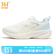 361度女運動鞋新款網(wǎng)面透氣減震跑步鞋 羽毛白/冰河藍(lán) 35