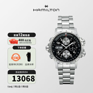 漢米爾頓（Hamilton） 漢密爾頓男表瑞士手表卡其航空超越風(fēng)速系列飛行員腕表禮物 銀色鋼帶黑盤(pán)44mm H77616133