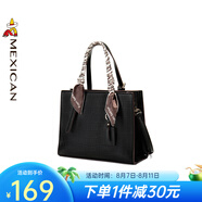 稻草人（MEXICAN）女包潮流休閑百搭絲巾氣質(zhì)手提包單肩包大容量生日禮物送媽媽 黑色-絲巾款A(yù)