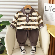 圓圓米米嬰兒套裝春裝男春秋裝兩件套1歲男女寶寶2衣服3秋冬季洋氣4加厚裝 YH253205兩件套灰色 90 碼適合80-85cm約1-2歲