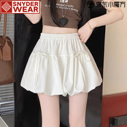 SNYDER WEAR2025夏季新款女裙甜美顯瘦高腰綁帶蝴蝶結(jié)防走光花苞蓬蓬裙半身裙 白色 S 建議90-100斤